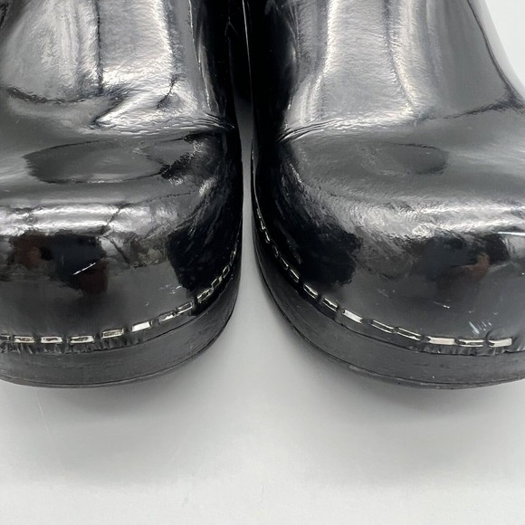 Dansko XP Black SZ 7.5 EUR 38 Black Shiny Patent Leather Clog Professional Shoe - Picture 4 of 11